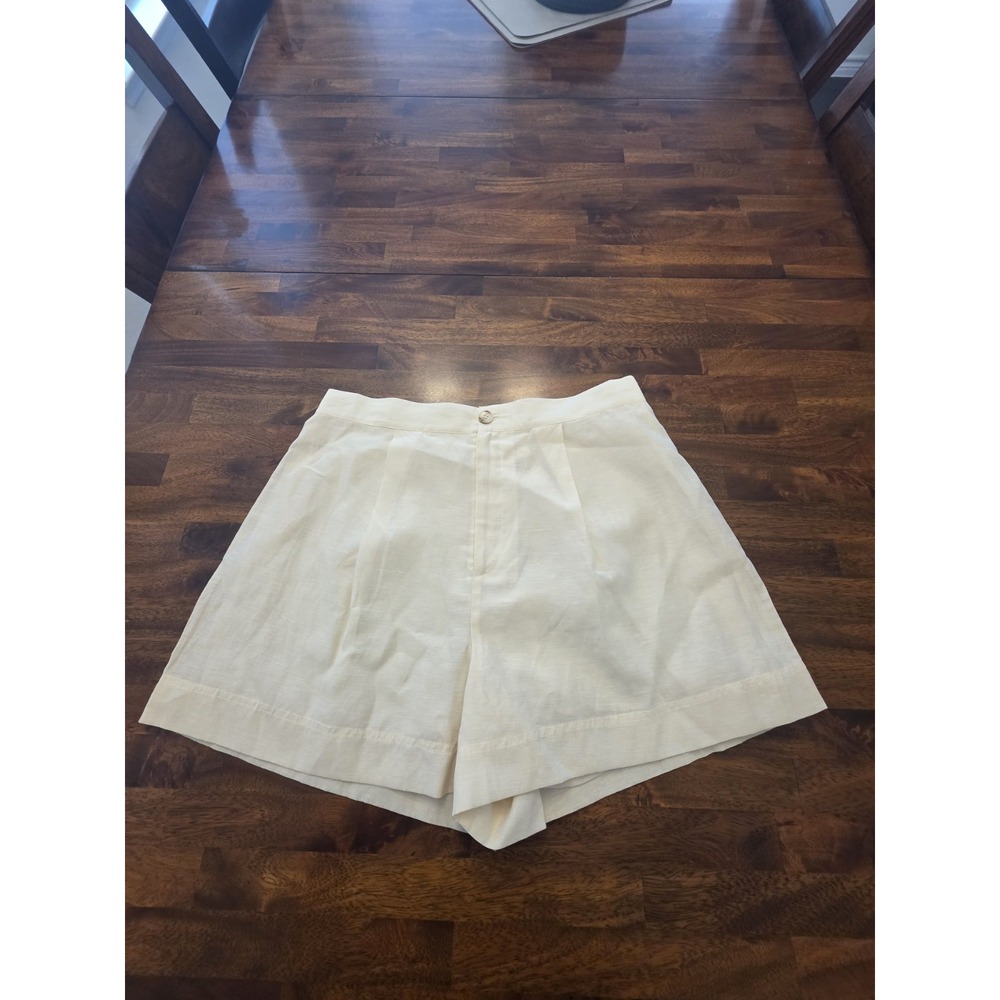 Antonio Melani Women's Linen Blend Shorts Size 14 Lined Zip Flat Front New Sku99